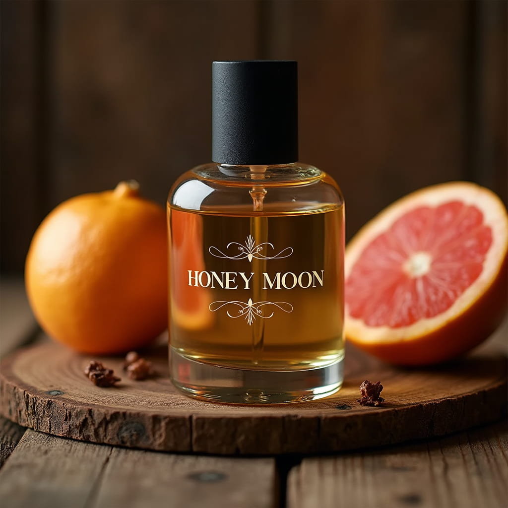 عطر مولکول 04 در فضایی چوبی به همراه میوه گریپ فروت