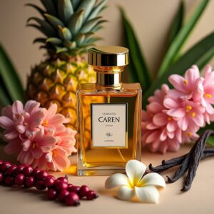 عطر کارن در کنار آناناس، سنبل و وانیل
