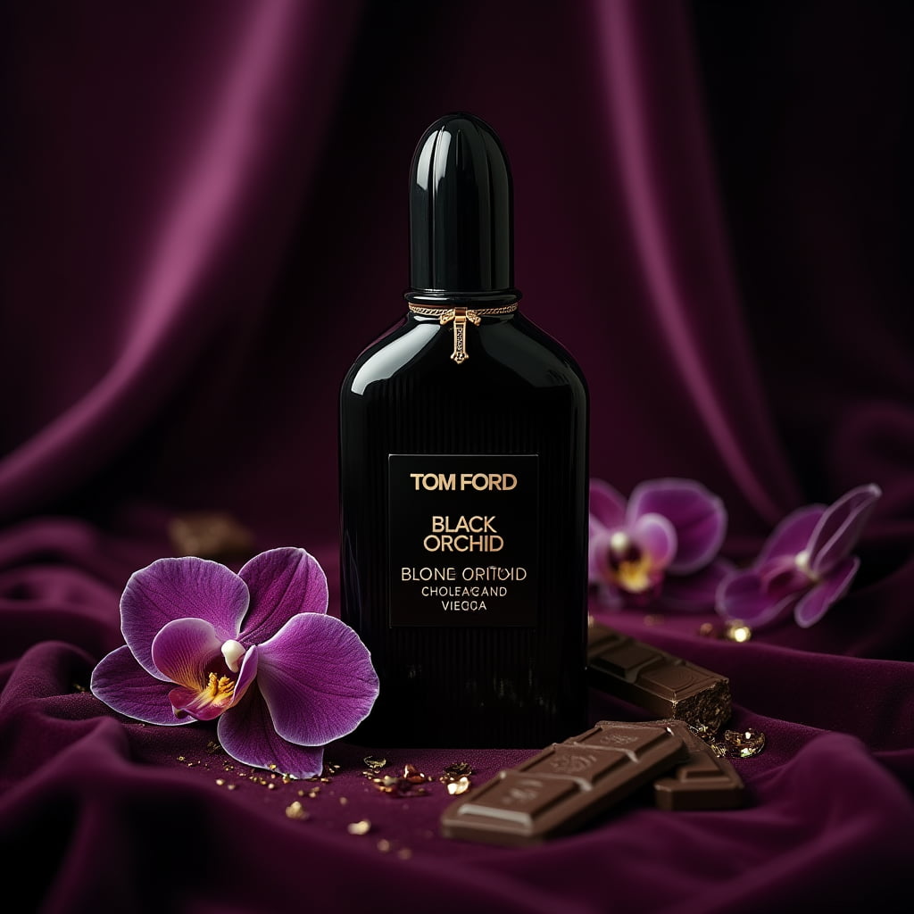 عطر بلک ارکید کنار گل و شکلات